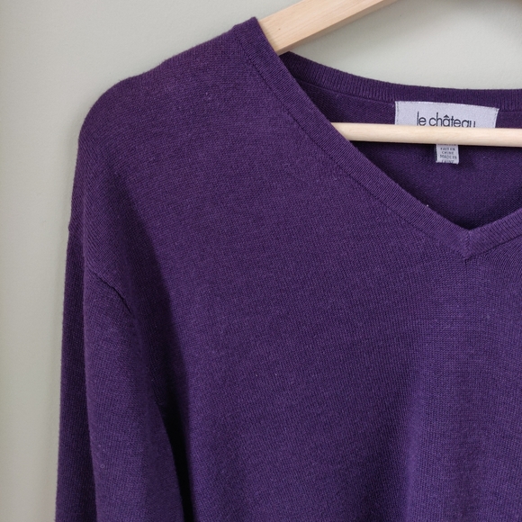 Le Chateau Purple V-Neck Sweater XXL - Picture 5 of 11